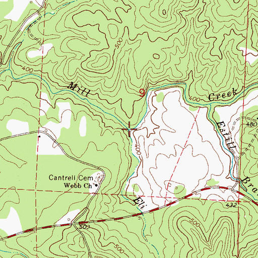Topographic Map of Eli Branch, AL