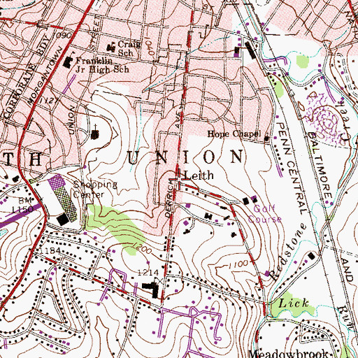 Topographic Map of Leith, PA