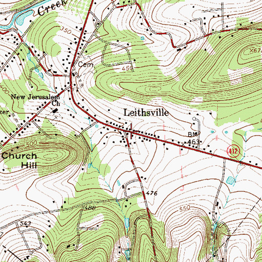 Topographic Map of Leithsville, PA