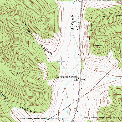 Topographic Map of Leman Hollow, PA