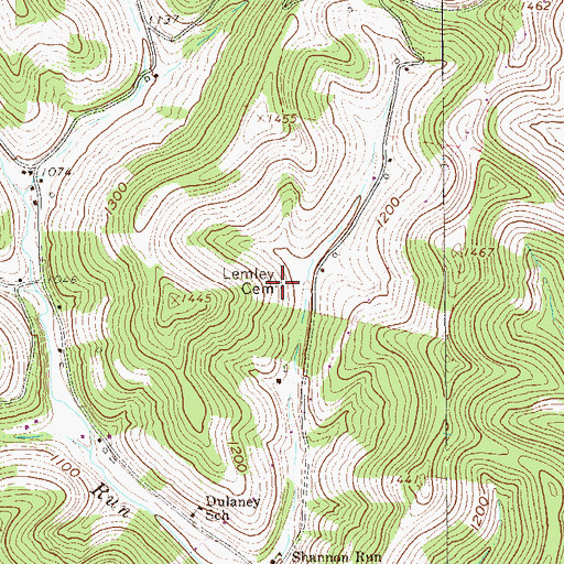 Topographic Map of Lemley Cemetery, PA