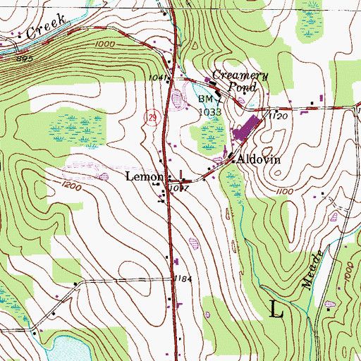 Topographic Map of Lemon, PA