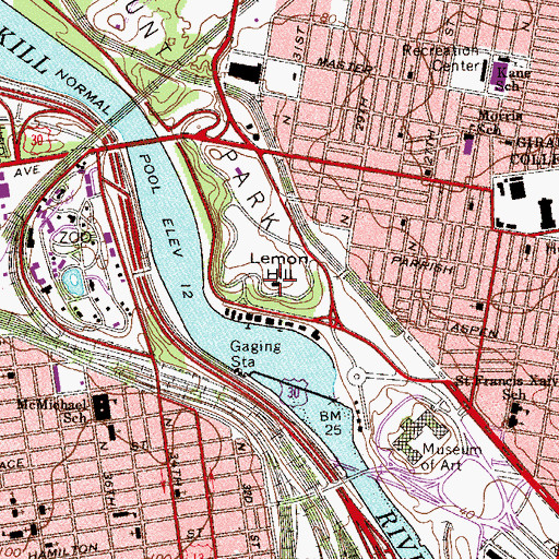 Topographic Map of Lemon Hill, PA