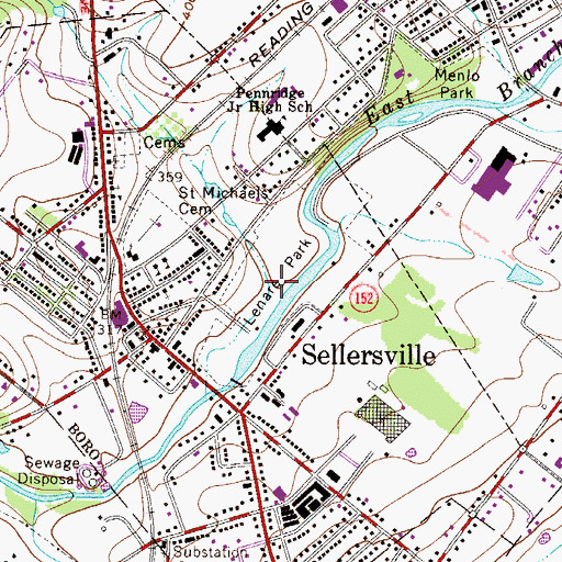 Topographic Map of Lenare Park, PA