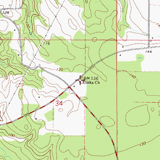 Topographic Map of Eliska Church, AL