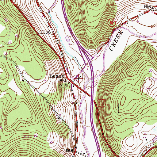 Topographic Map of Lenox, PA