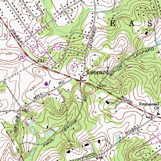 Topographic Map of Leopard, PA