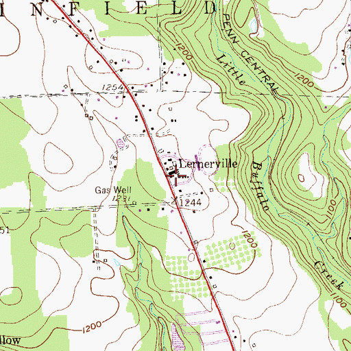 Topographic Map of Lernerville, PA