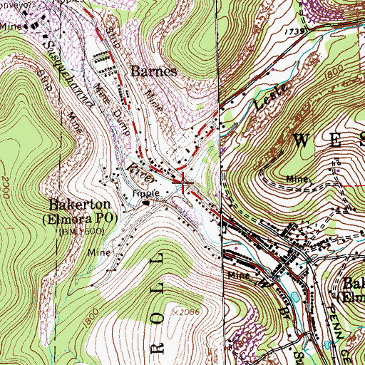 Topographic Map of Lesle Run, PA