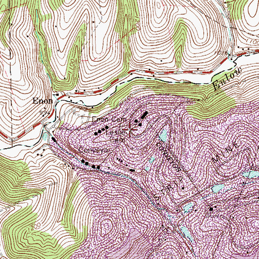 Topographic Map of Leslie Cemetery, PA