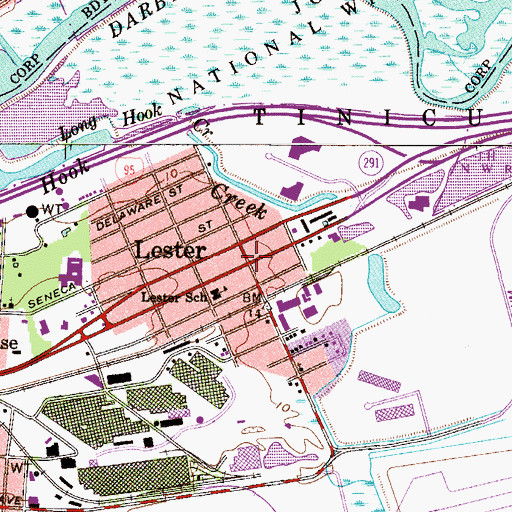 Topographic Map of Lester, PA