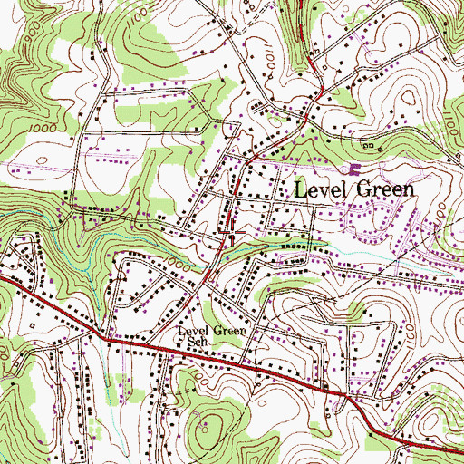 Topographic Map of Level Green, PA