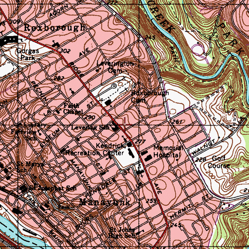 Topographic Map of Levering School, PA