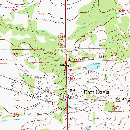 Topographic Map of Elizabeth Cemetery, AL