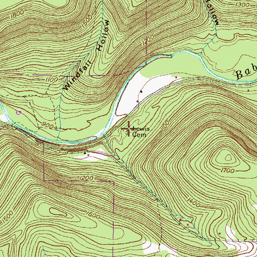 Topographic Map of Lewis Cemetery, PA
