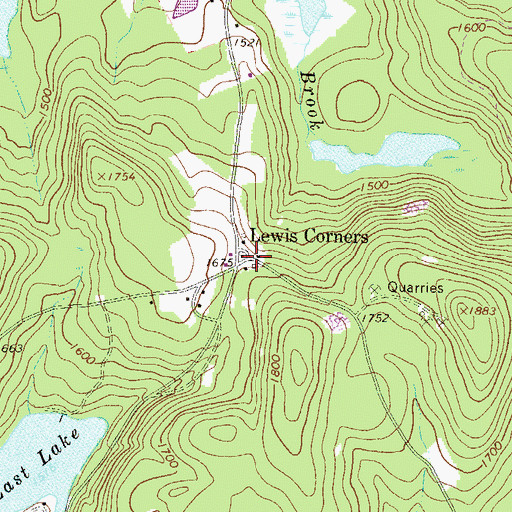 Topographic Map of Lewis Corners, PA
