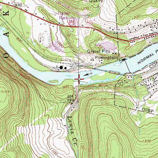 Topographic Map of Lewis Creek, PA