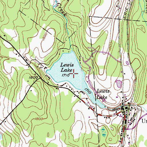 Topographic Map of Lewis Lake, PA