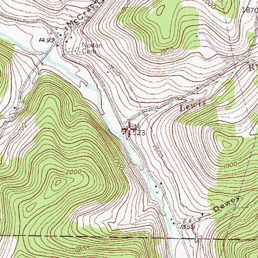 Topographic Map of Lewis Run, PA