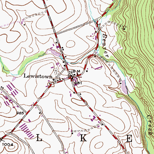 Topographic Map of Lewistown, PA