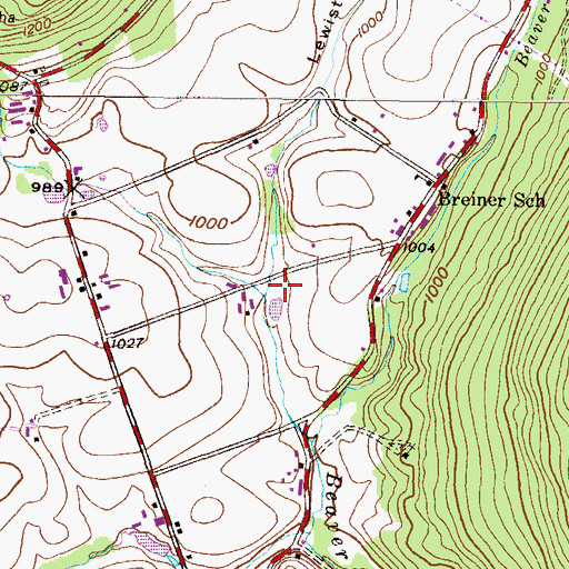 Topographic Map of Lewistown Valley, PA