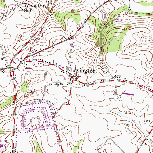 Topographic Map of Lexington, PA
