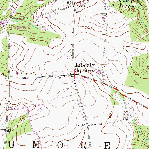 Topographic Map of Liberty Square, PA