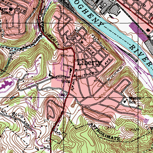 Topographic Map of Liberty, PA