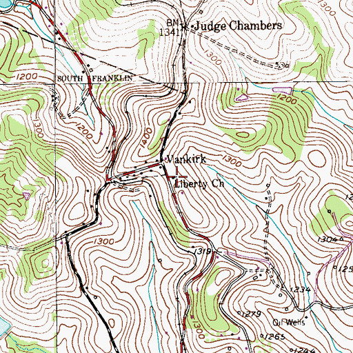 Topographic Map of Liberty Church, PA