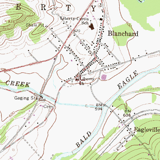 Topographic Map of Liberty Church, PA
