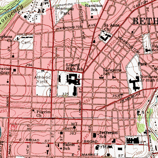Topographic Map of Liberty High School, PA