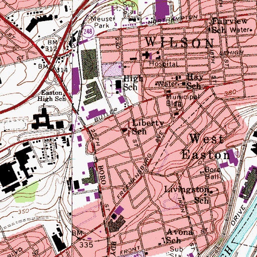 Topographic Map of Liberty School, PA