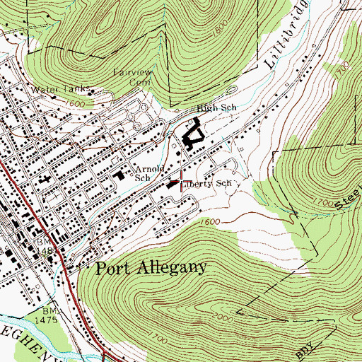 Topographic Map of Liberty School, PA