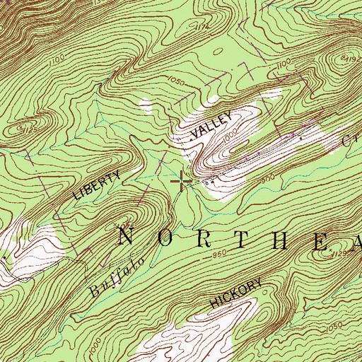 Topographic Map of Liberty Valley, PA