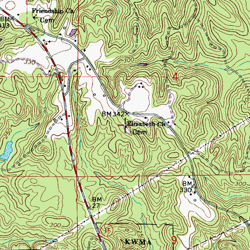 Topographic Map of Elizabeth Church, AL