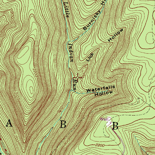 Topographic Map of Lick Hollow, PA
