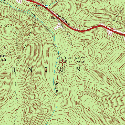 Topographic Map of Lick Hollow Picnic Area, PA