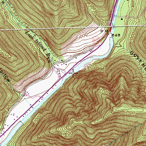 Topographic Map of Lick Island Run, PA