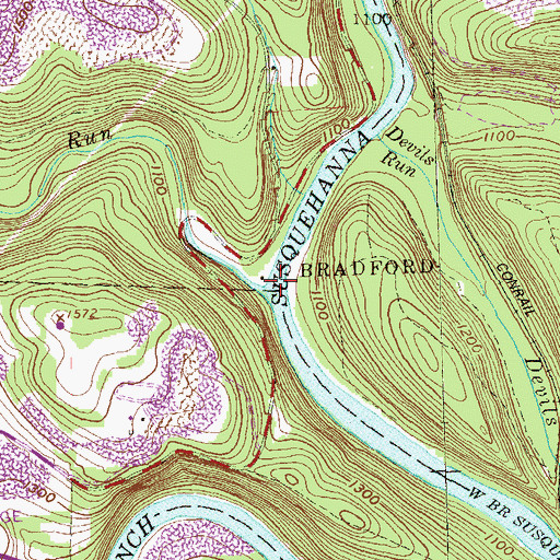 Topographic Map of Lick Run, PA