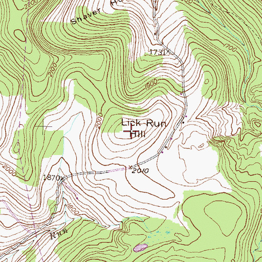 Topographic Map of Lick Run Hill, PA