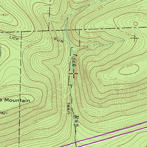 Topographic Map of Lick Run Trail, PA
