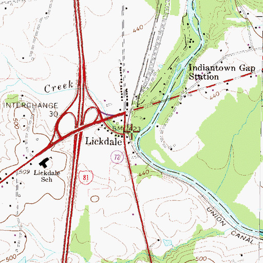 Topographic Map of Lickdale, PA