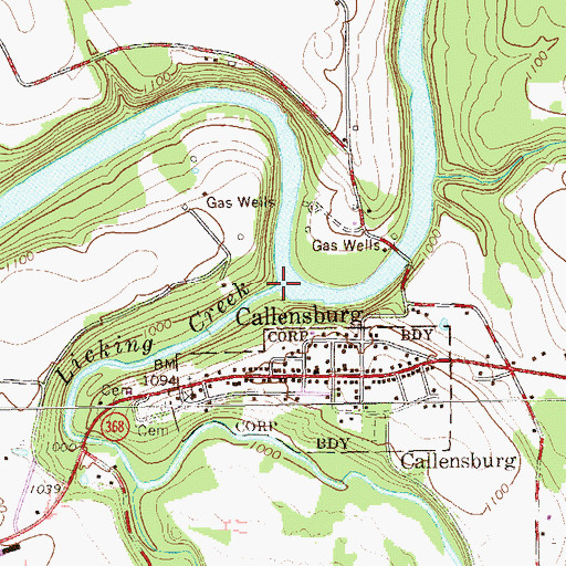 Topographic Map of Licking Creek, PA