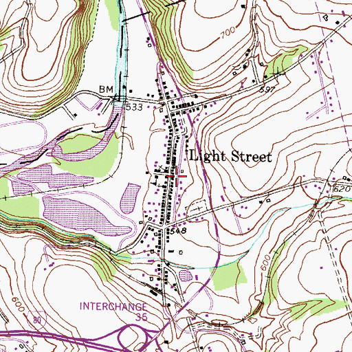 Topographic Map of Light Street, PA