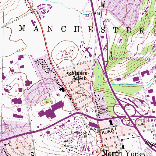 Topographic Map of Lightners Elementary School (historical), PA