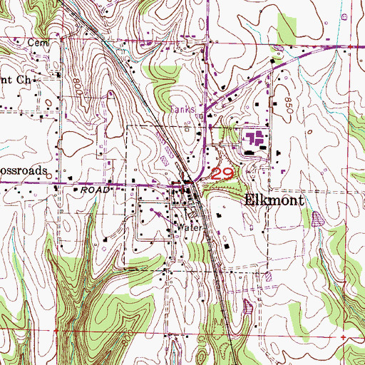 Topographic Map of Elkmont, AL