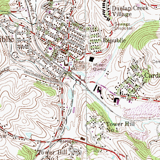 Topographic Map of Lilly Run, PA