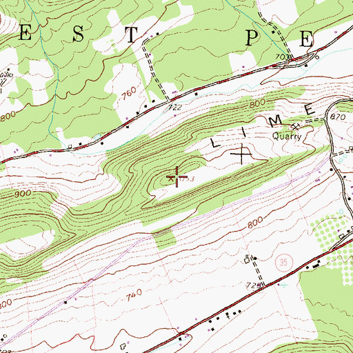 Topographic Map of Lime Ridge, PA