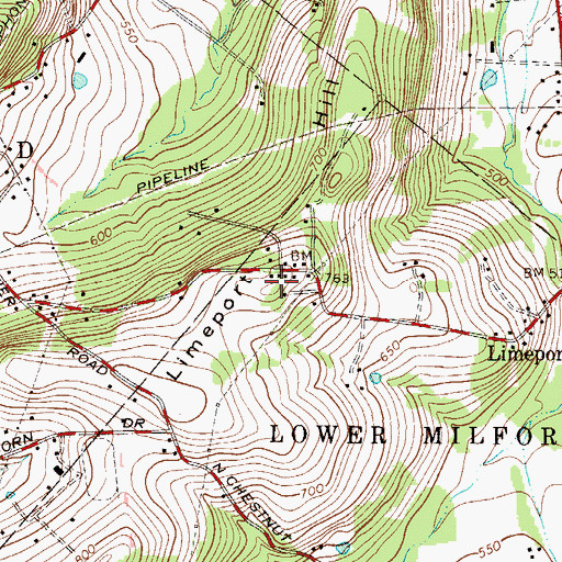 Topographic Map of Limeport Hill, PA