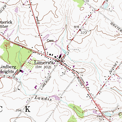 Topographic Map of Limerick, PA